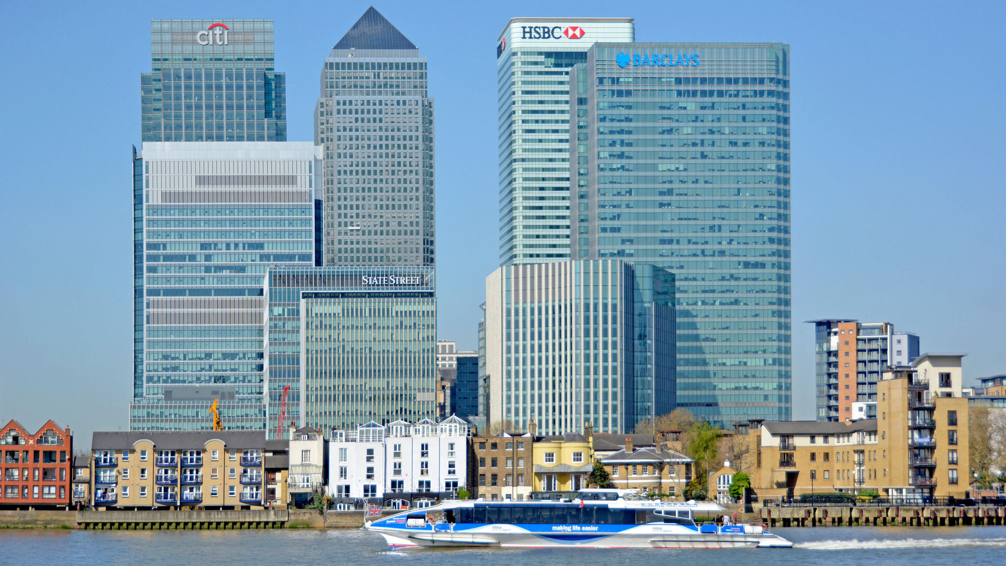 View of Canary Wharf with Clipper