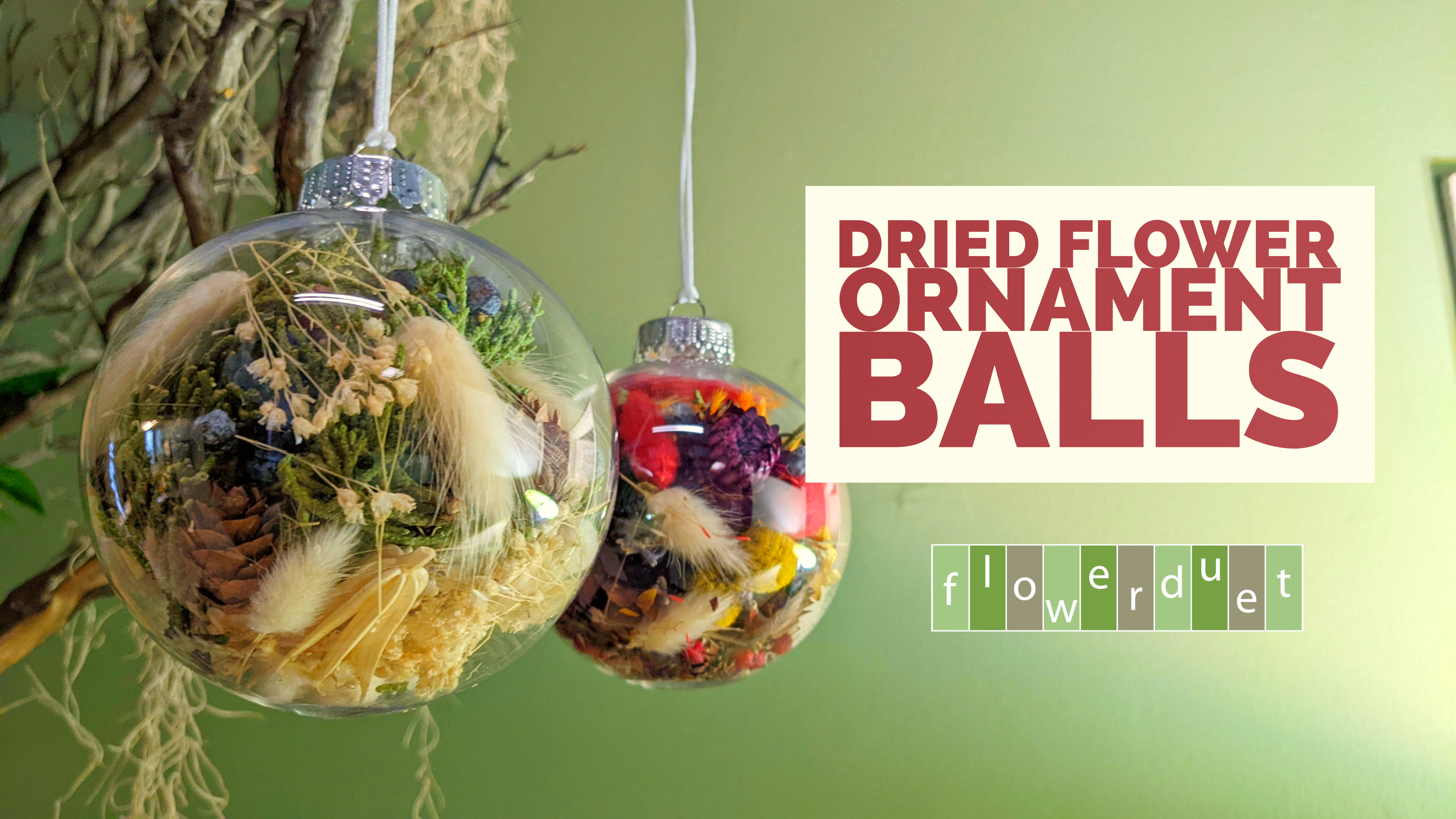 Ornament spheres with dried florals