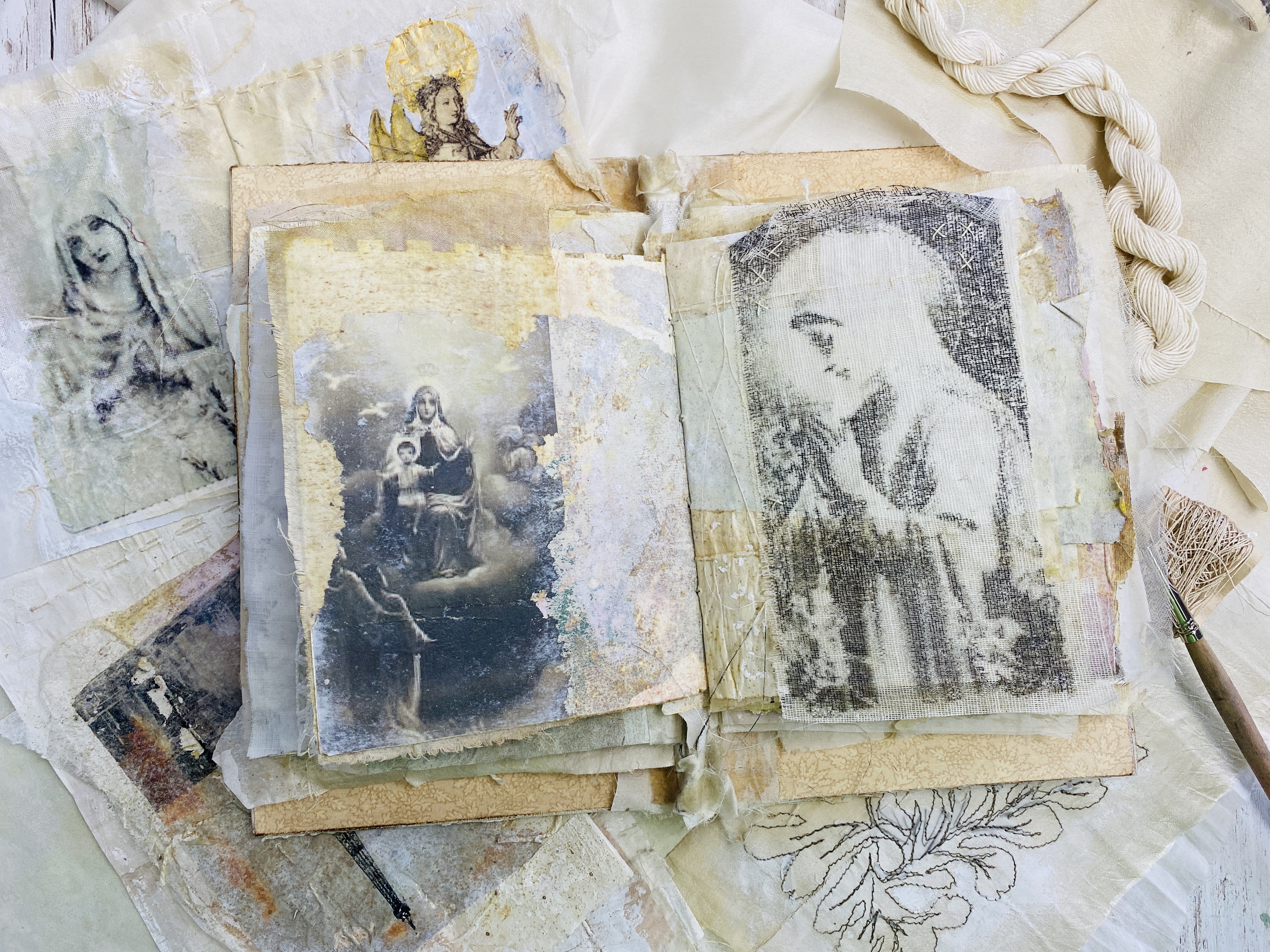 Books and artworks with aged looking textures