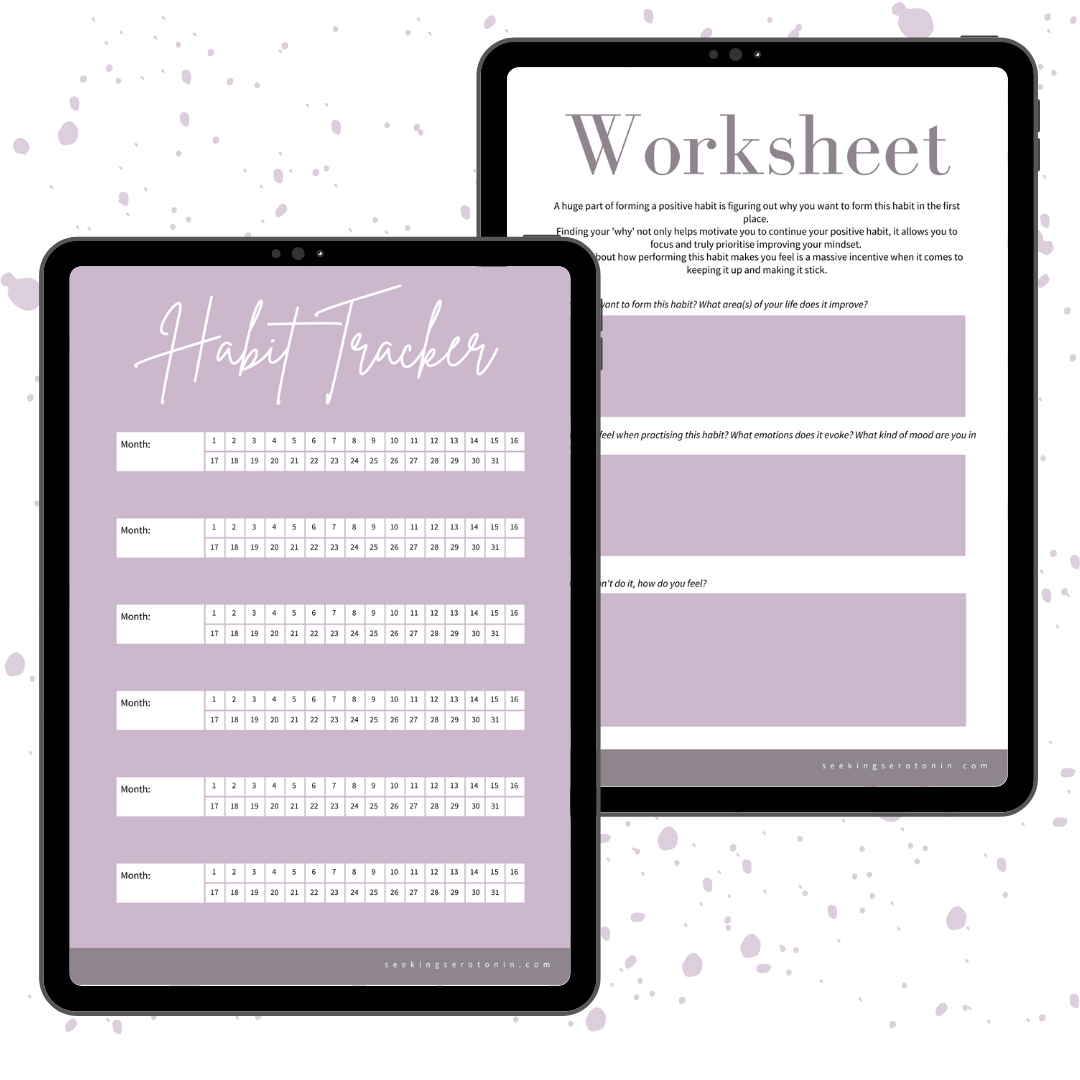 habit tracker and habit worksheet 