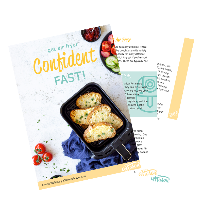 An iPad and iPhone with the cover of Get Air Fryer Confident FAST! ebook.