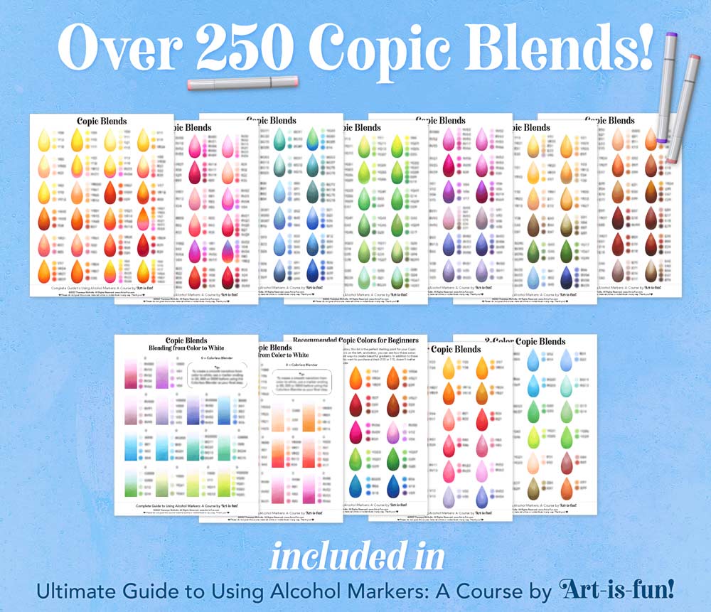 260 Copic Blending Formulas from the Ultimate Guide to Using Alcohol Markers, an online video course by Thaneeya McArdle