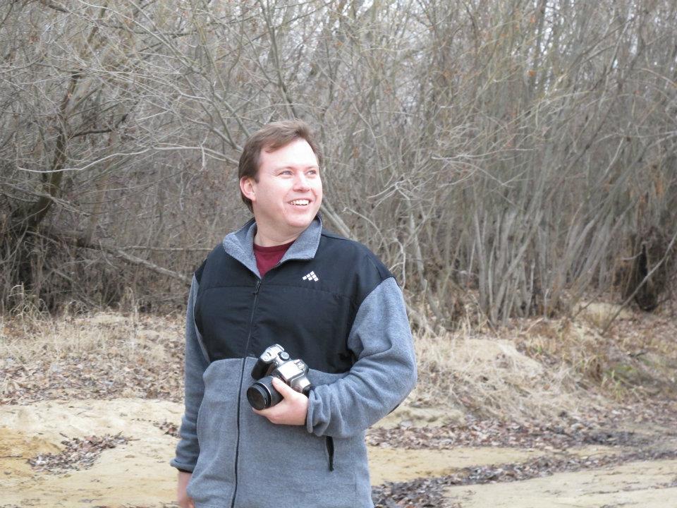 photo of the artist Kevin McCain outside near the Boise river in Winter to let potential online art students see the instructor who will be teaching them. 