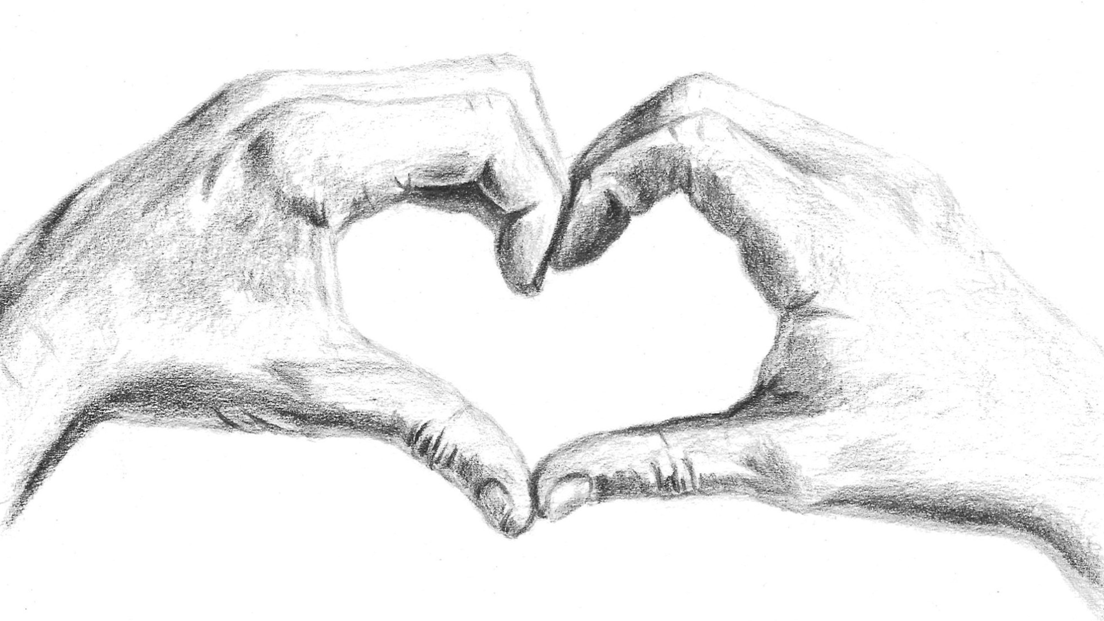 how to draw heart hands
