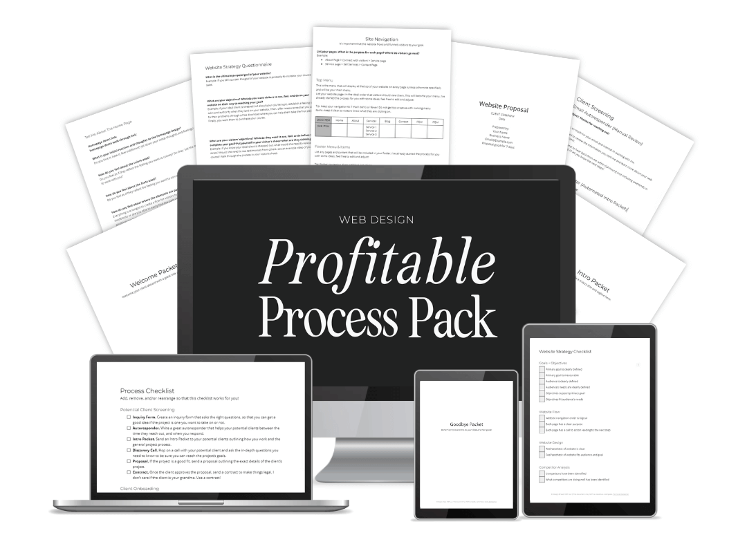 a mockup of the templates you get in the Profitable Process Pack