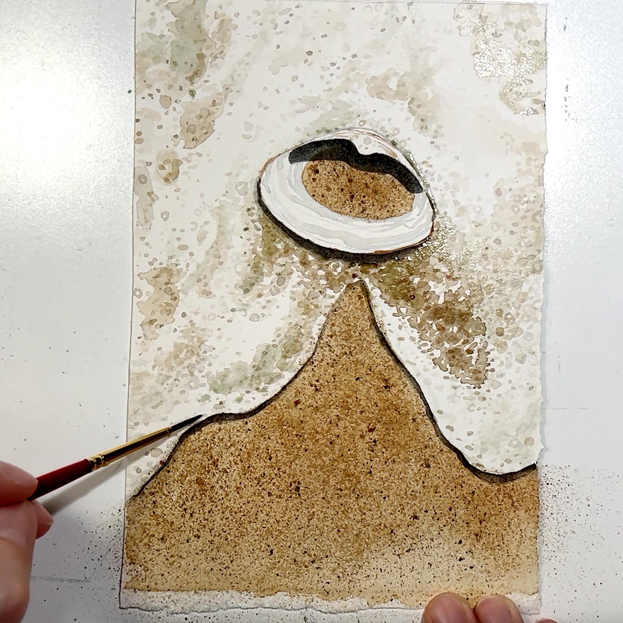 How to Paint Sand and Sea Foam with Watercolors