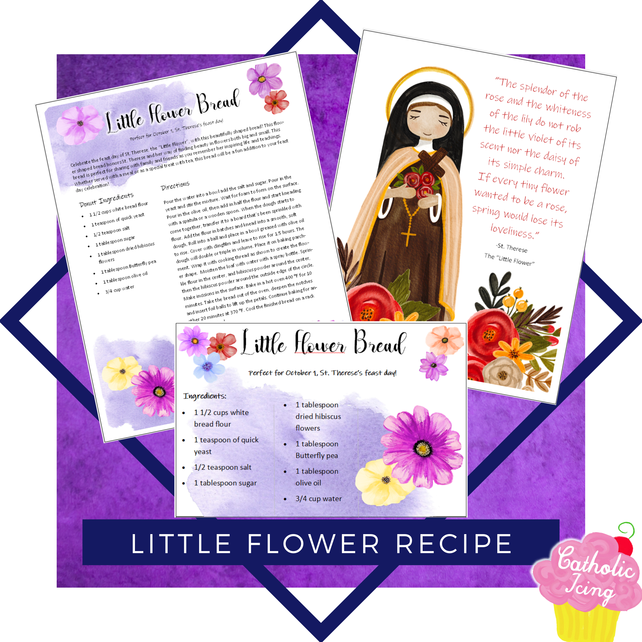 Little Flower Bread Printable Set and Recipe