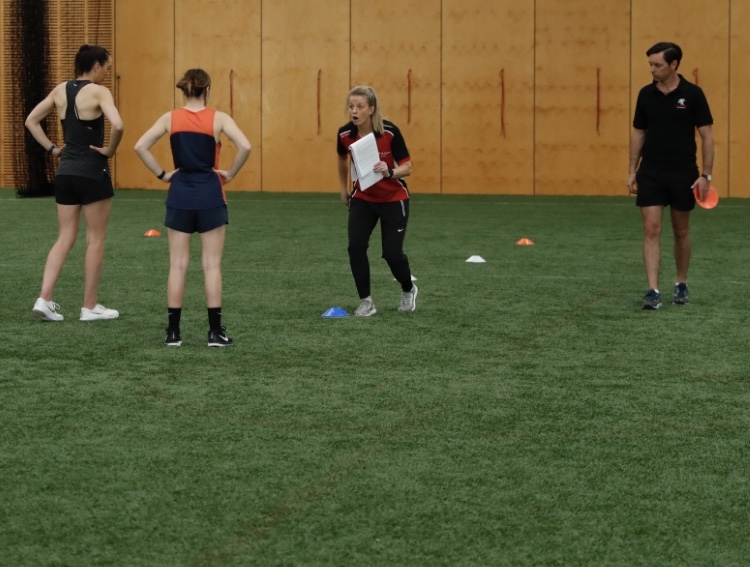 Image: Brooke Patterson working on ACL Injury Prevention with AFLW athletes