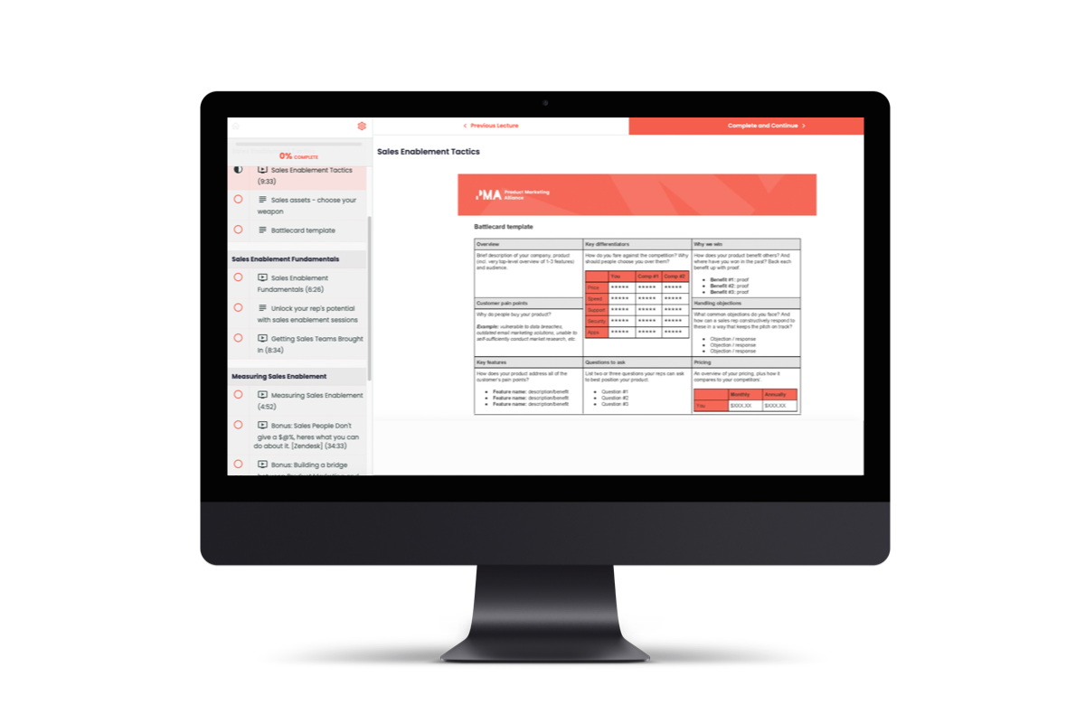 Sales enablement curriculum