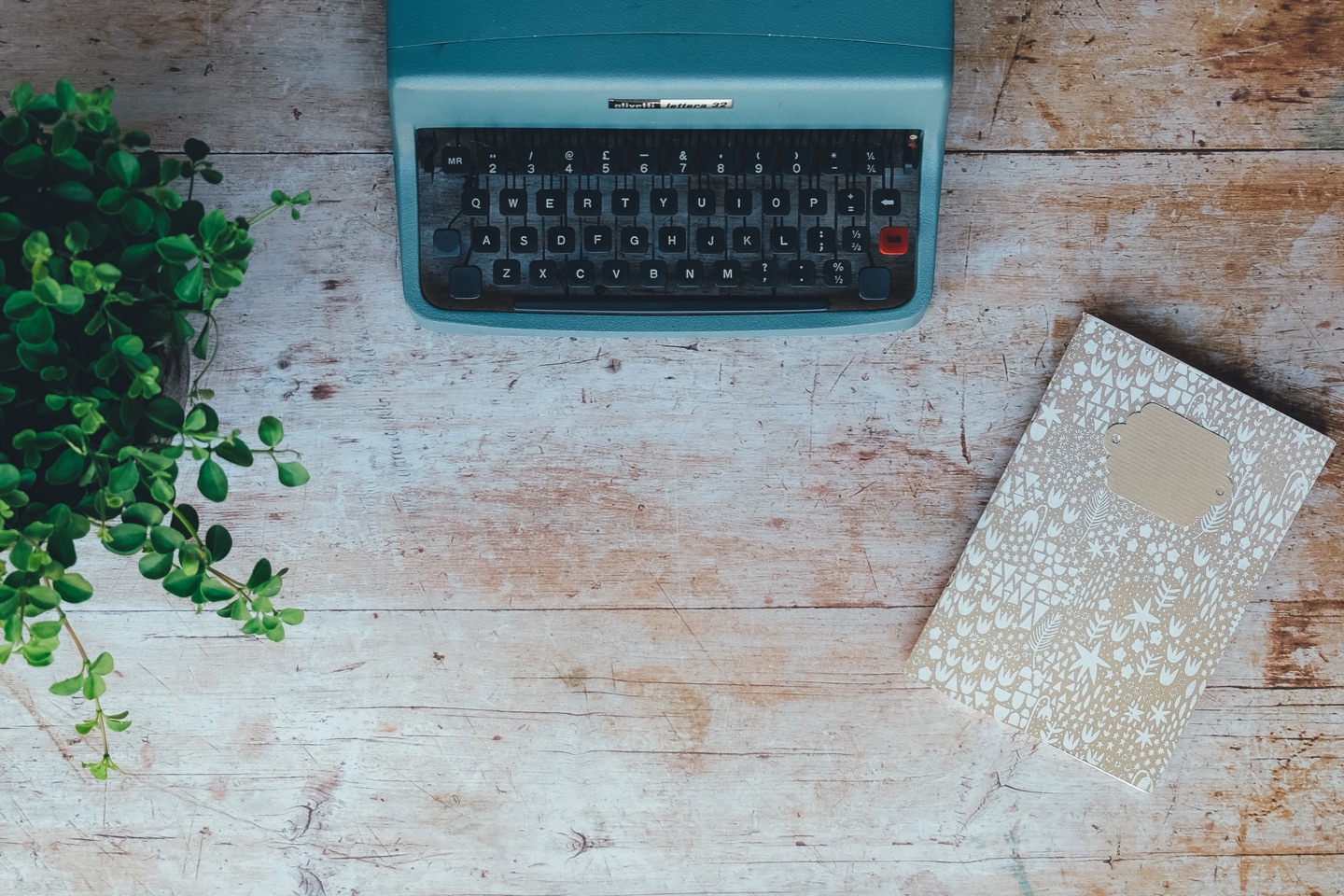 notebook and typewriter