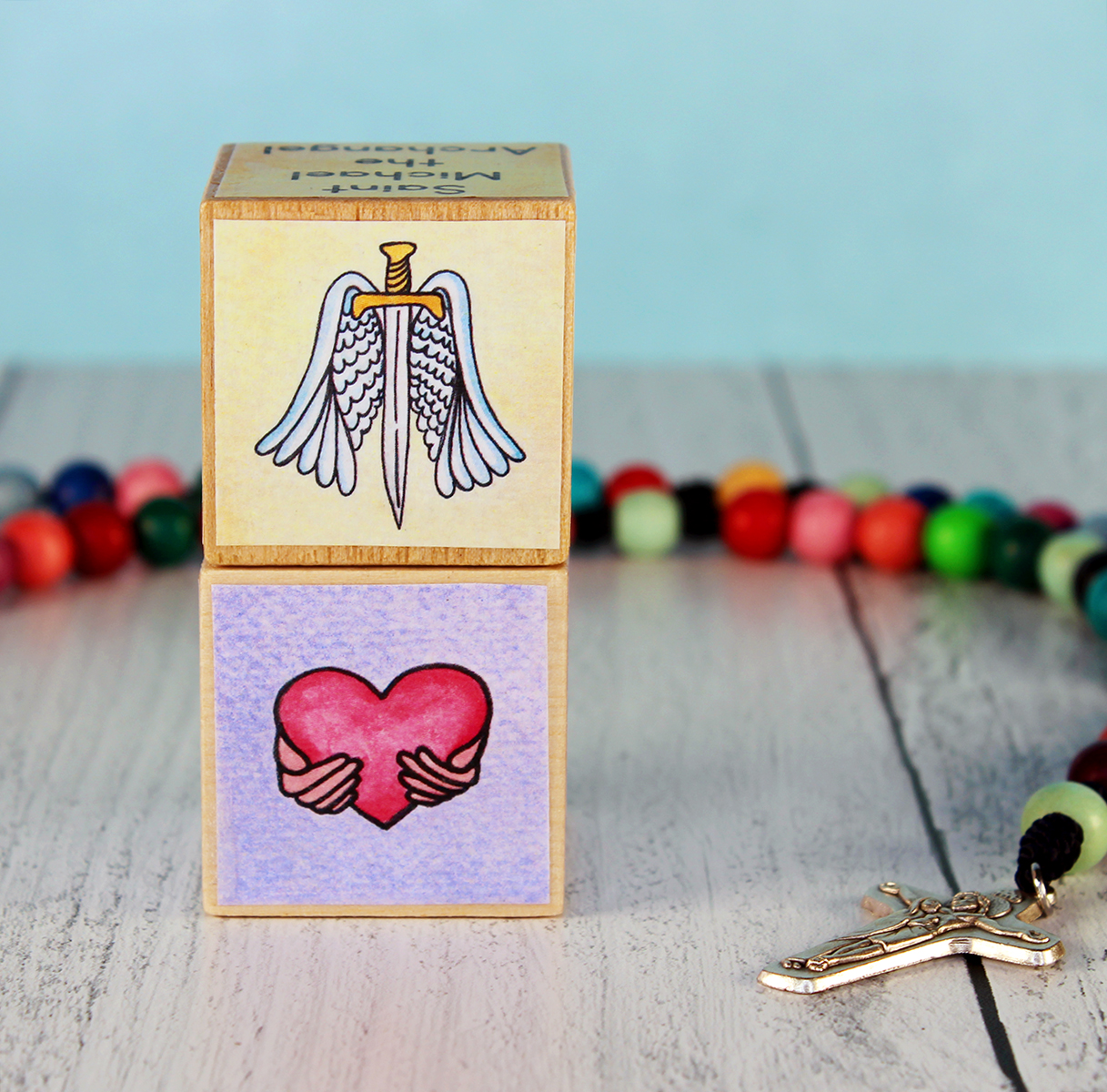 Symbols for Saint Teresa of Calcutta and Saint Michael the Archangel Blocks