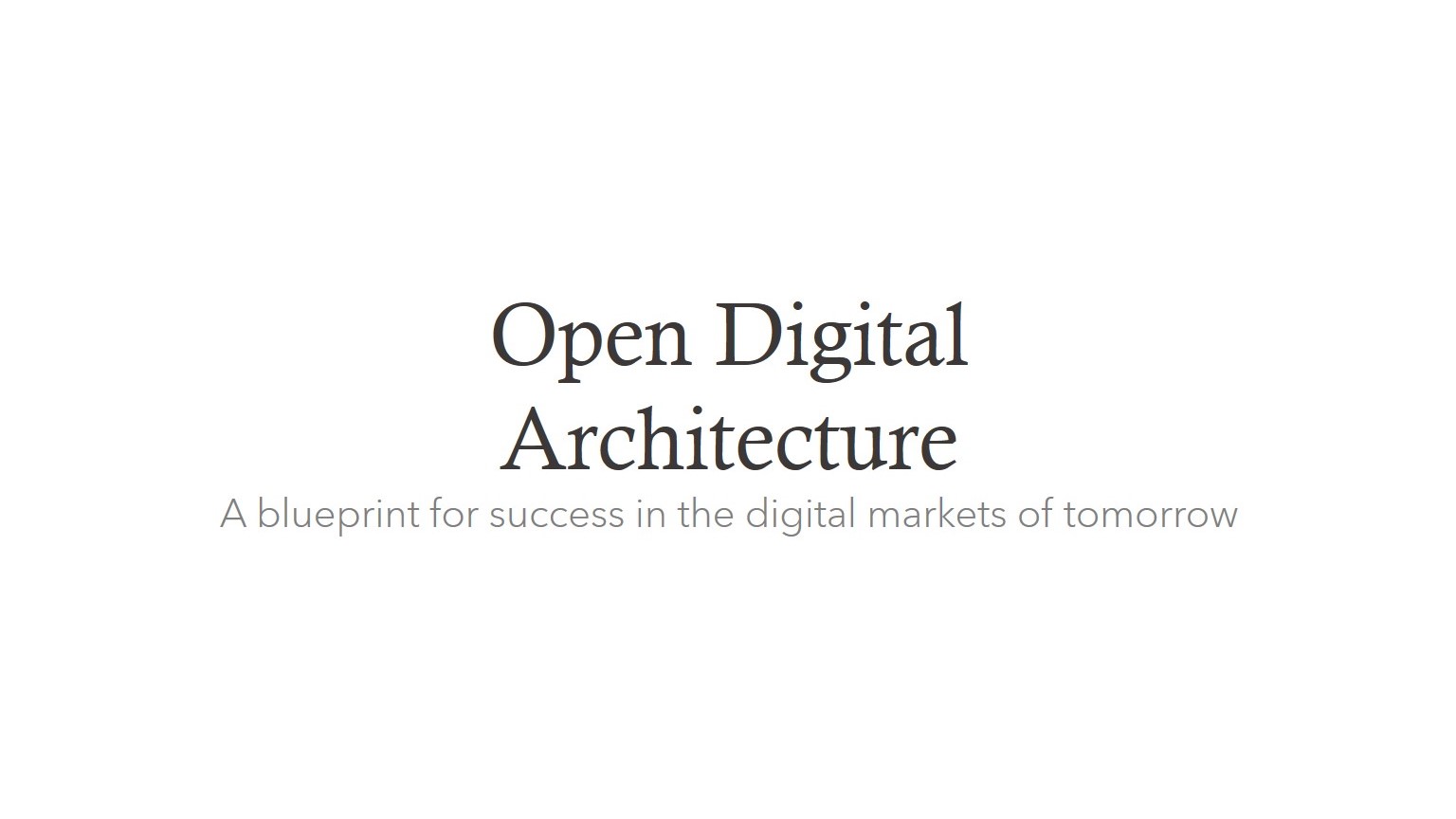 Open Digital architecture course