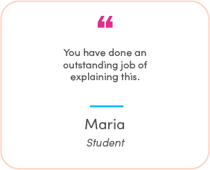 Maria's testimonial: You have done an outstanding job of explaining this.