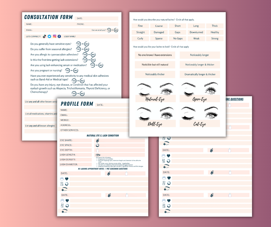 Lash Extension Consultation Pro Editable Forms