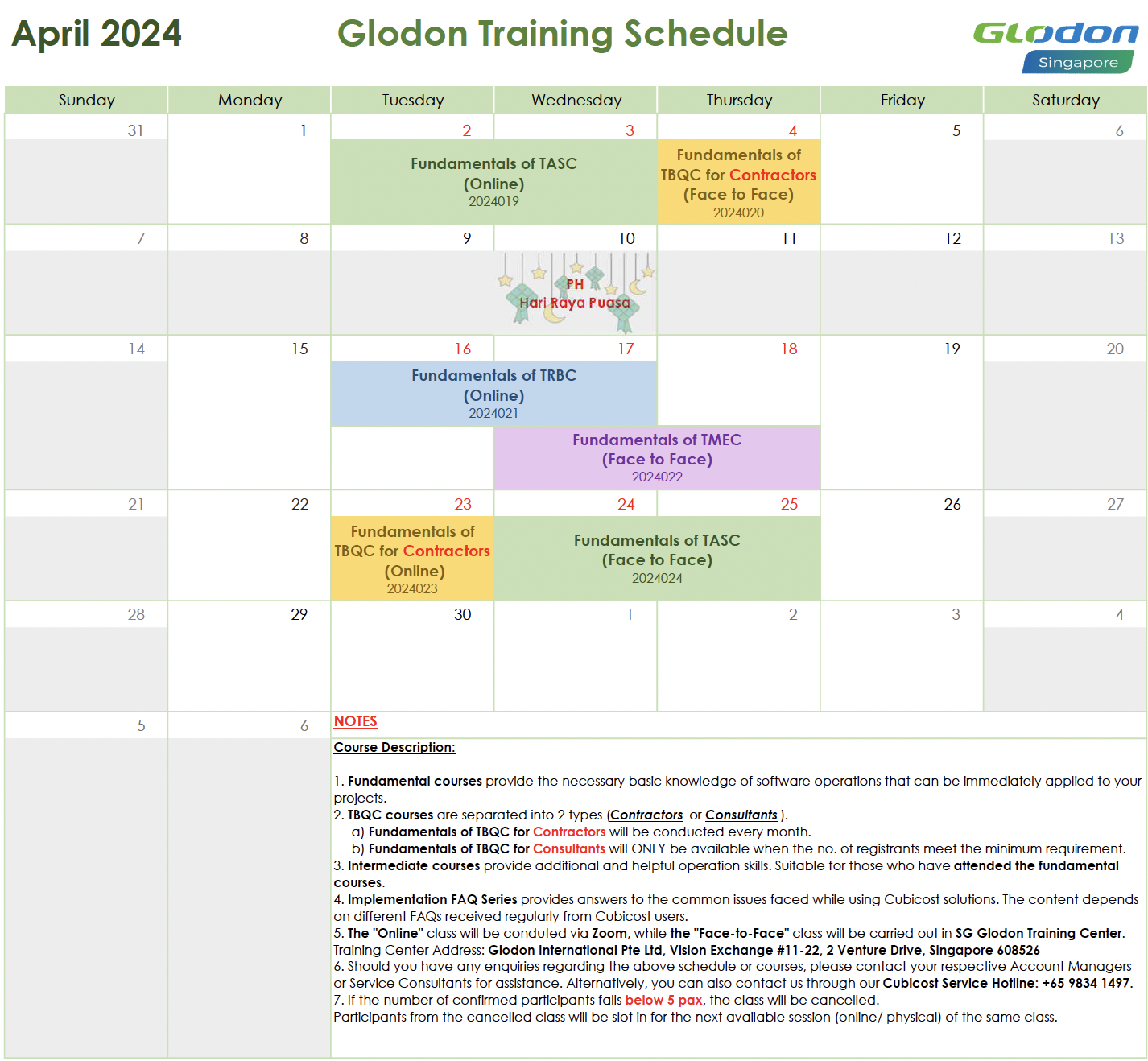 Apr-2024 Training Schedule
