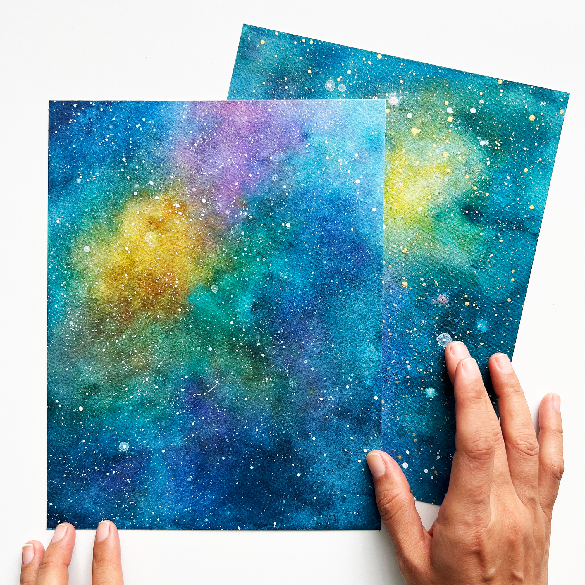 Watercolor galaxy painting.