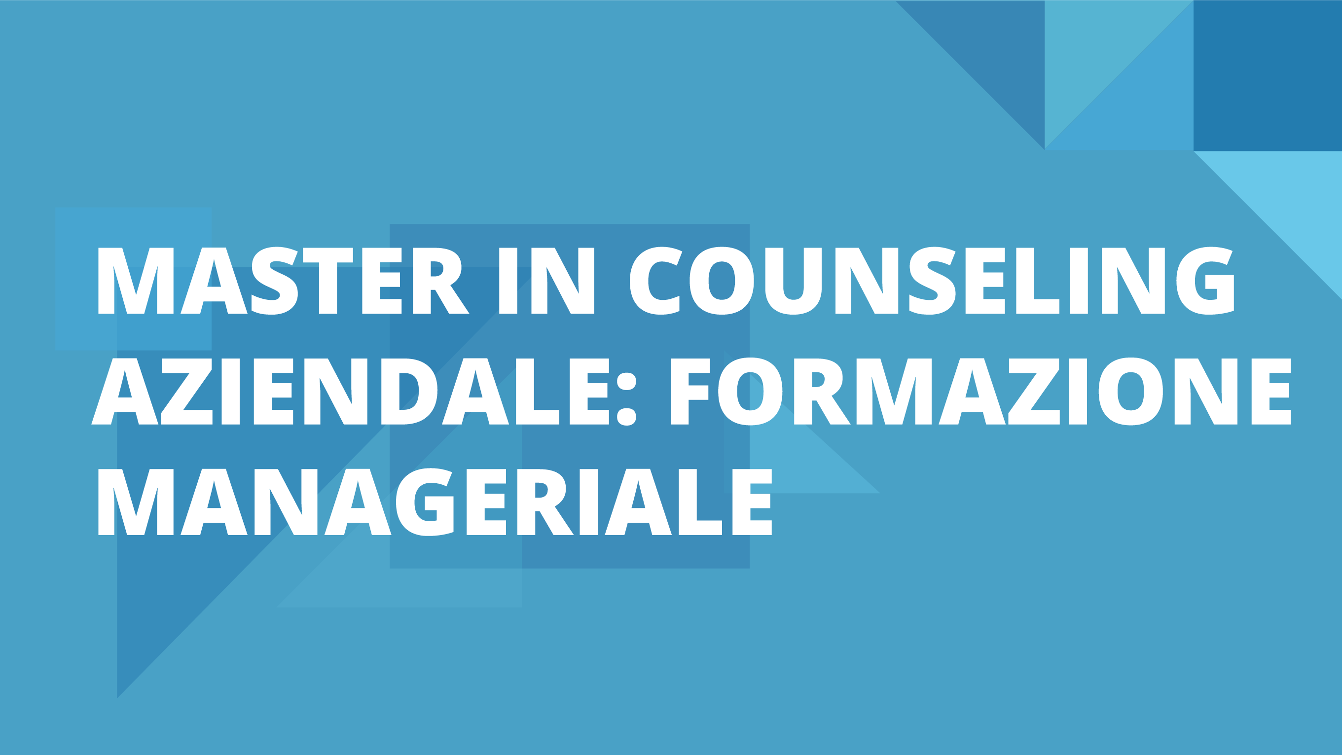 Master in Counseling Aziendale Formazione Manageriale e Gestione dei