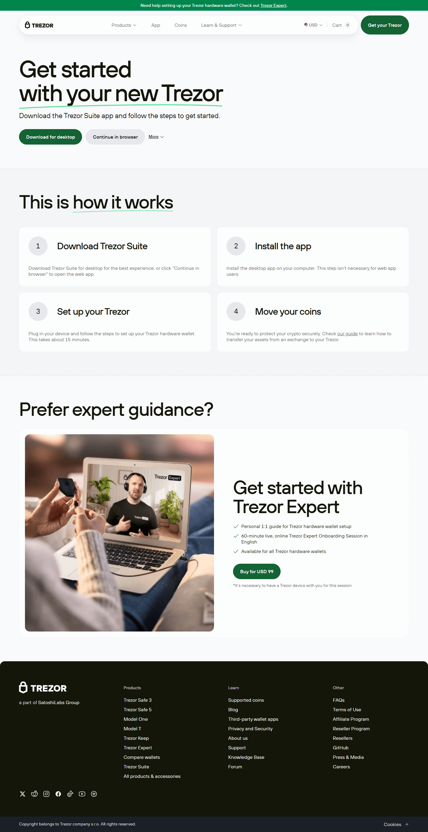 Trézor.io/start