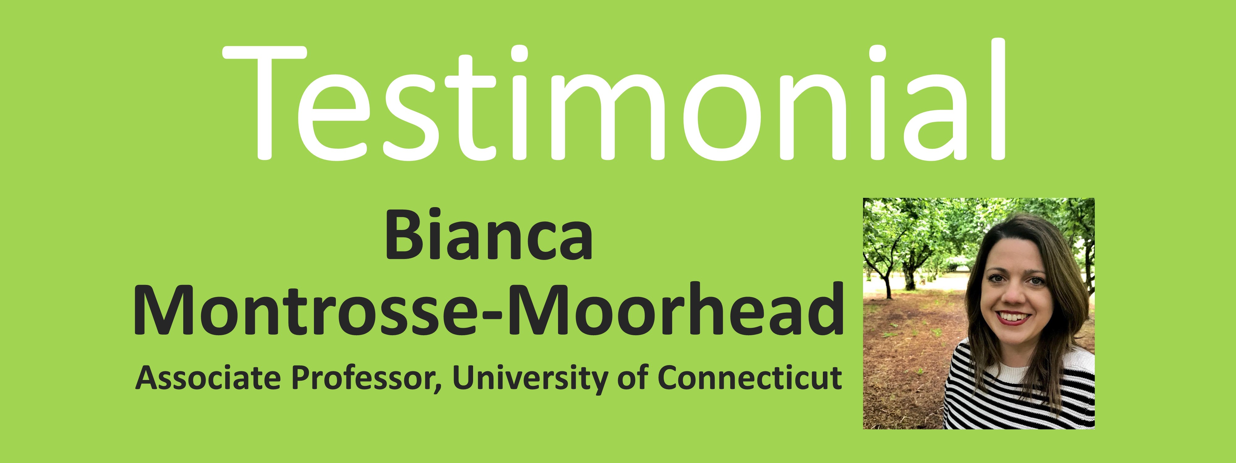 Testimonial from Bianca Montrosse-Moorhead, Associate Professor at University of Connecticu
