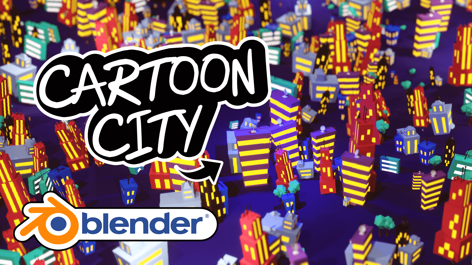 Cartoon City Particle System 3D Blender Course Academy