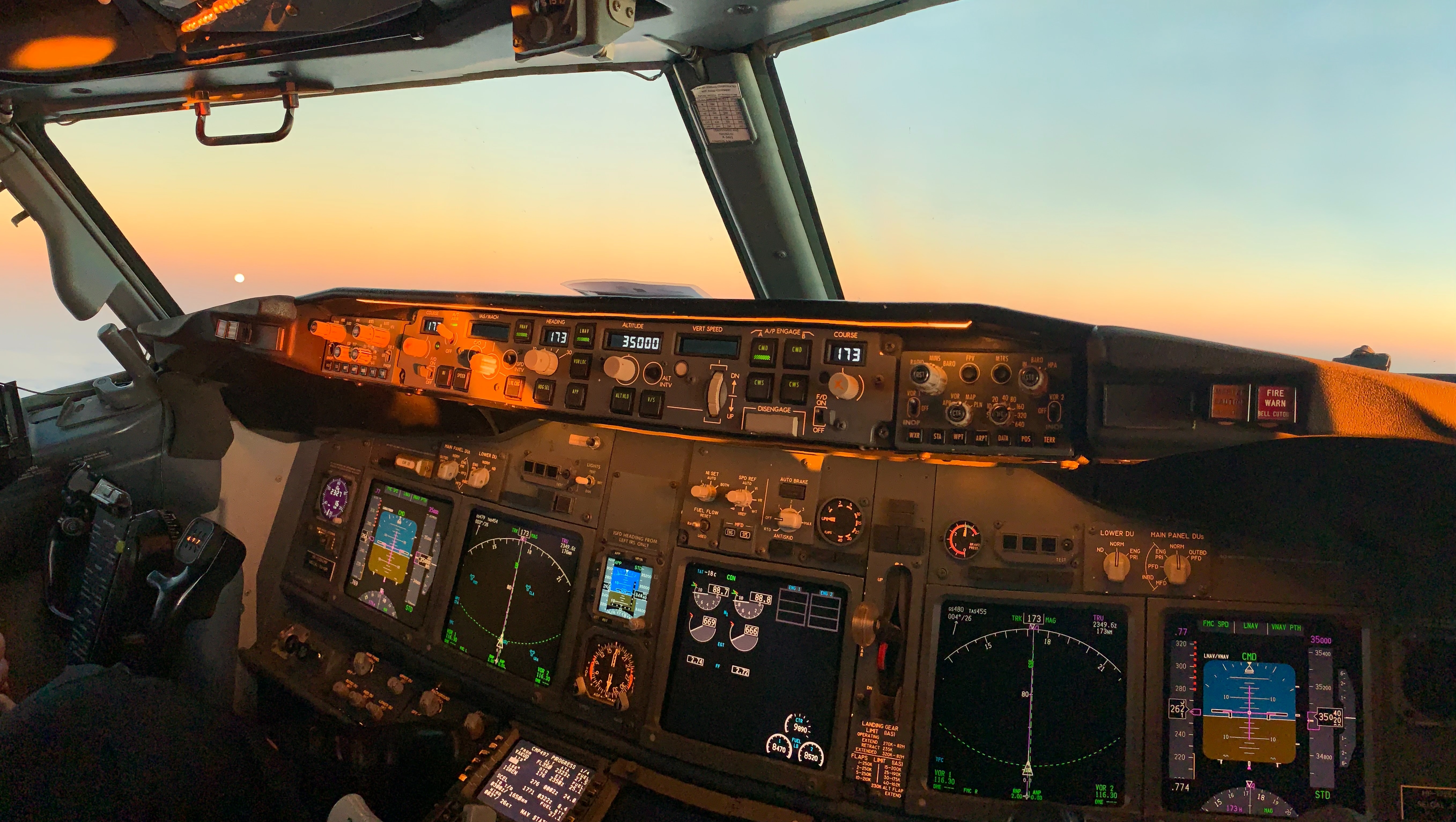 Flight deck of an commercial airliner