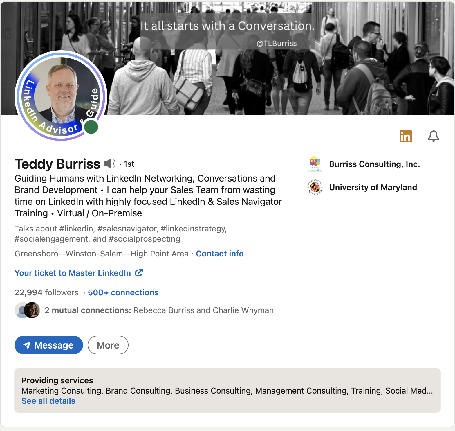 teddy Burriss - LinkedIn Activity by LinkedIn Trainer