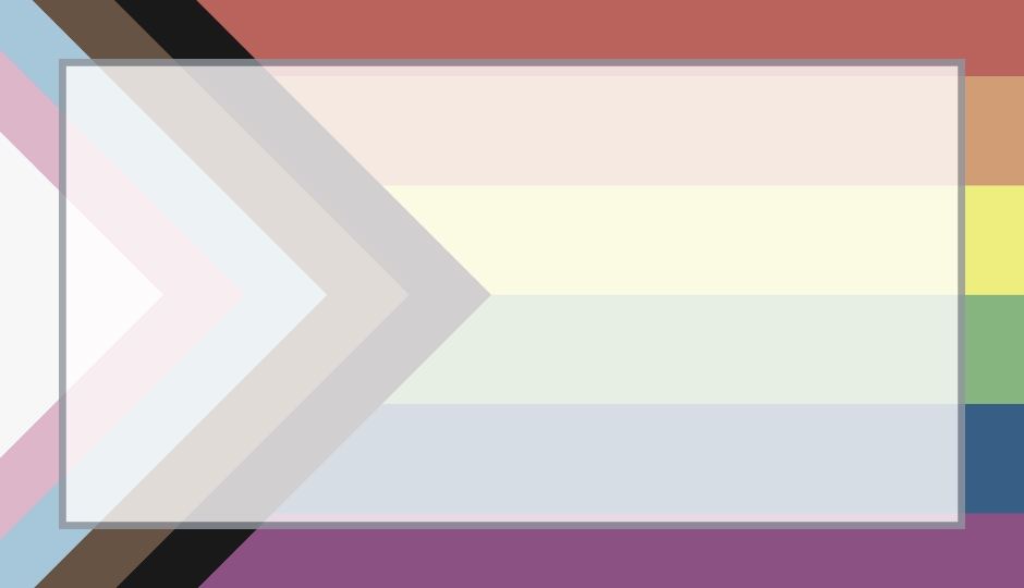 Quasar poly pride flag with rectangular box behind the lettering for Ethical Counseling with LGBTGEQ+ Individuals
