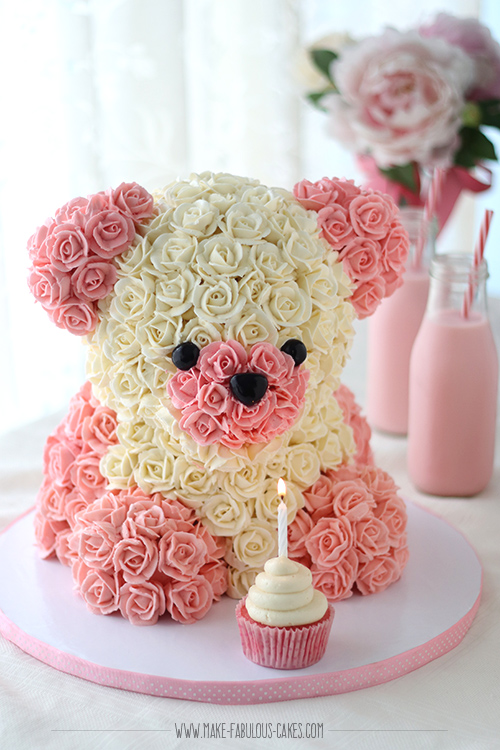 flower teddy bear cake