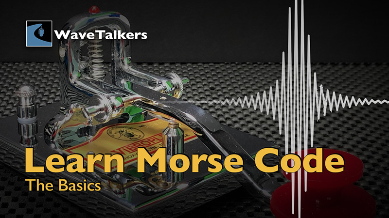 Learn Morse Code course thumbnail image contains a chrome Morse Code key and an audio waveform. 