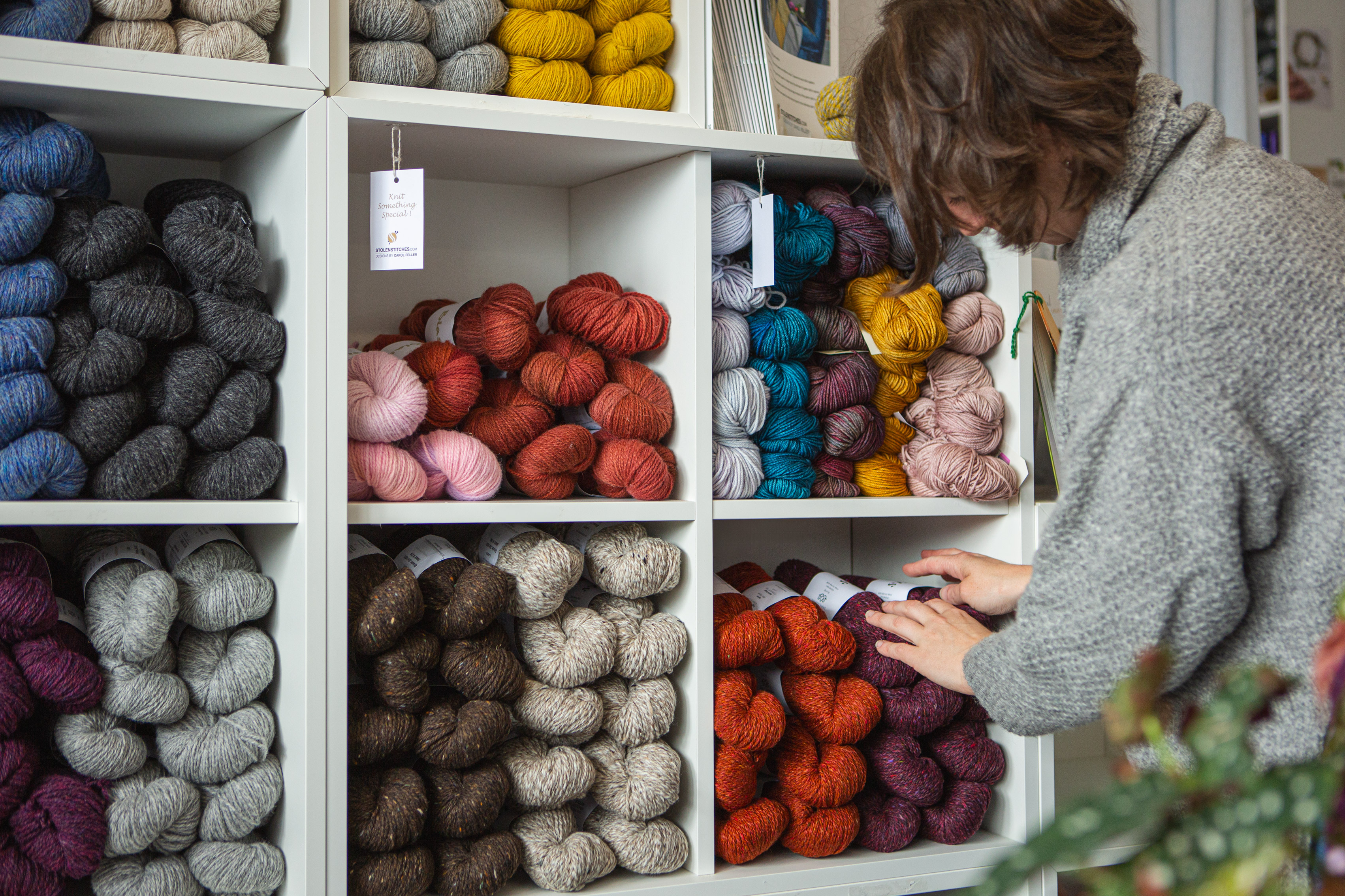 Yarn on shelves