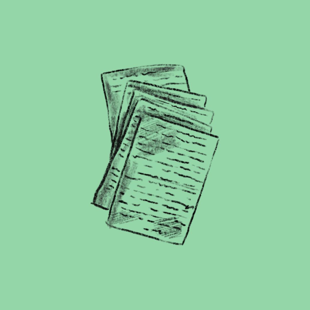 Sketch of pages on a green background