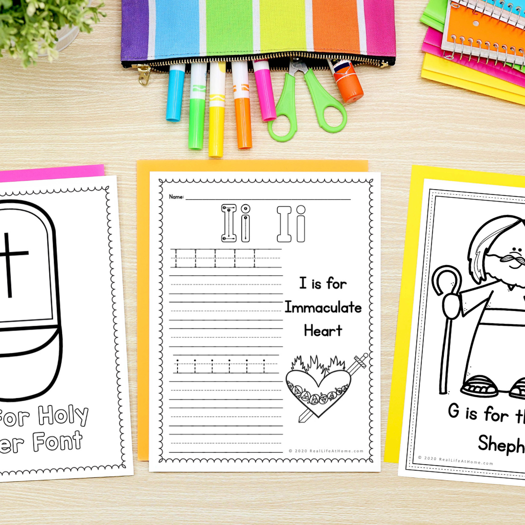Catholic Coloring Pages and Handwriting Page