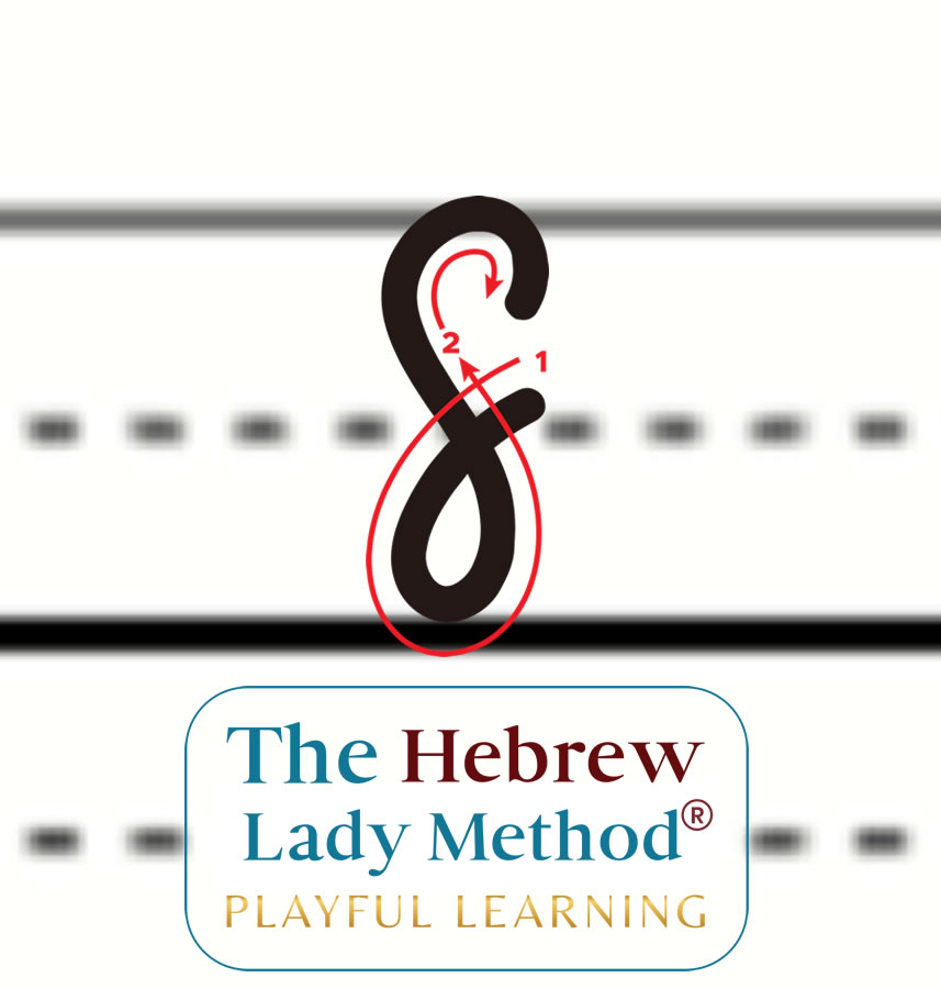 Hebrew Letter Lahmed : 12th Letter : Handwritten Cursive Script