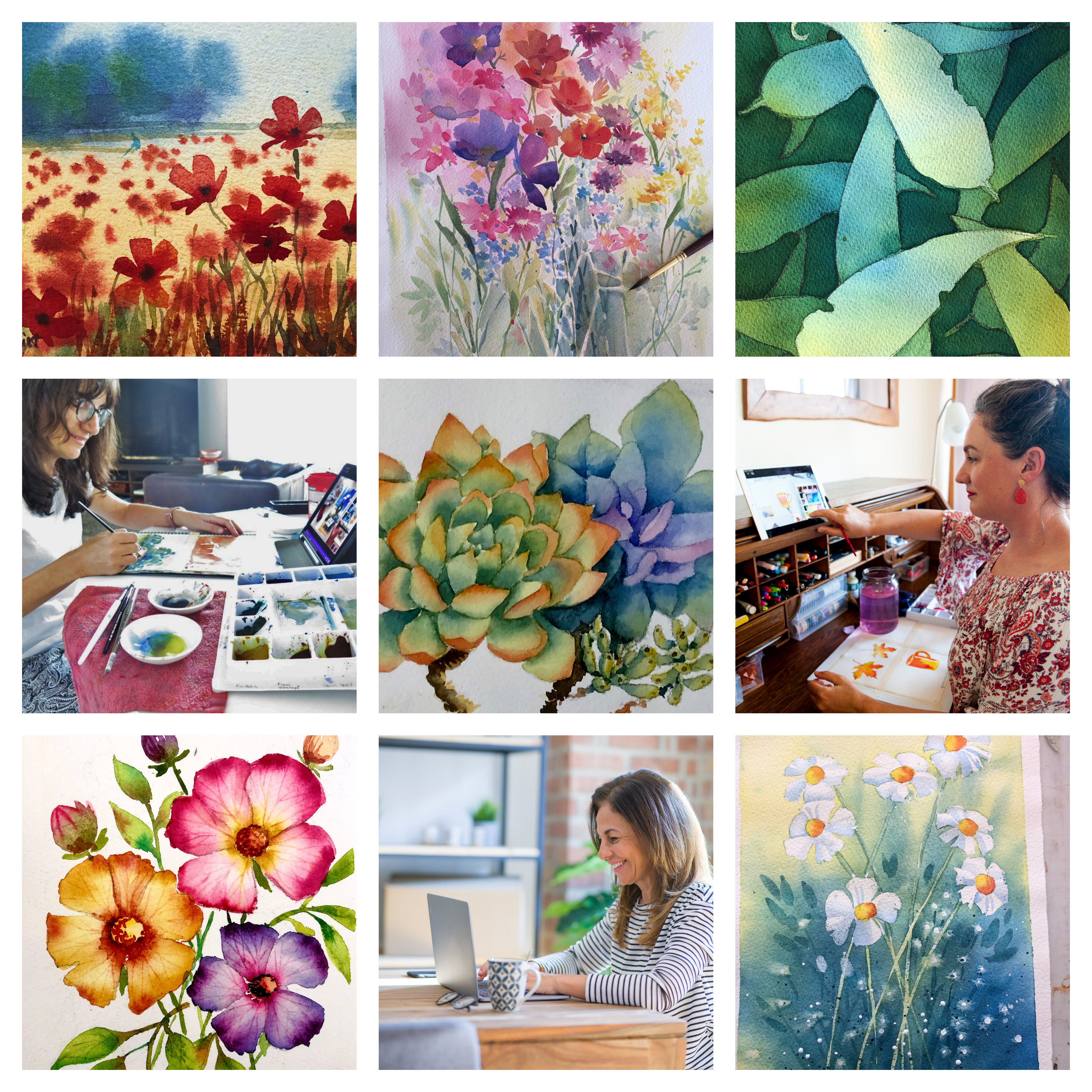 Online Watercolor course and classes teaching absolute beginners how to paint in watercolour with Jenny Gilchrist and Northern Beaches Watercolour