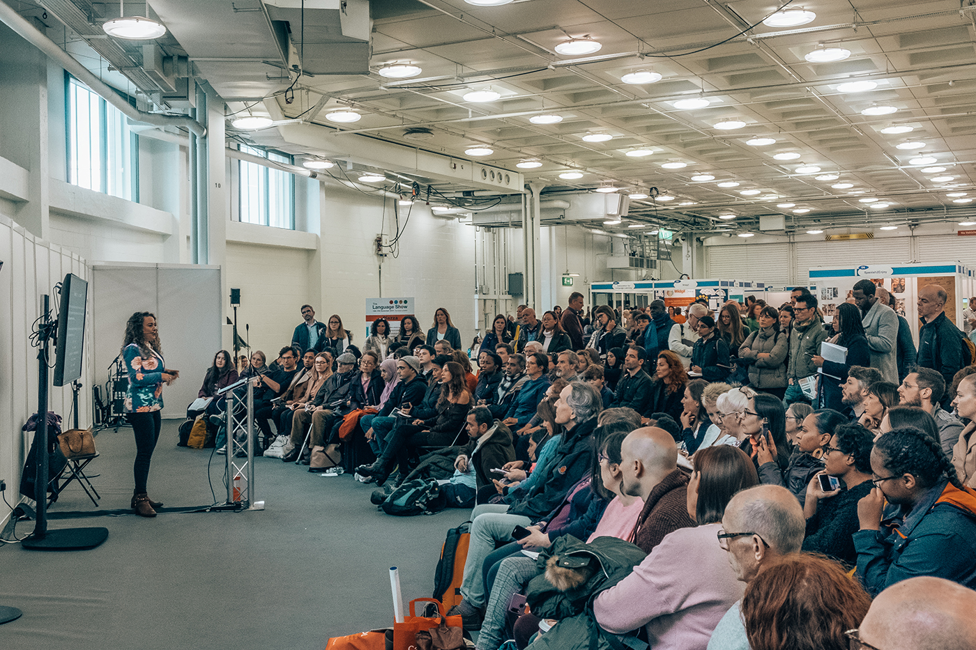 Michele speaking at the Language Show