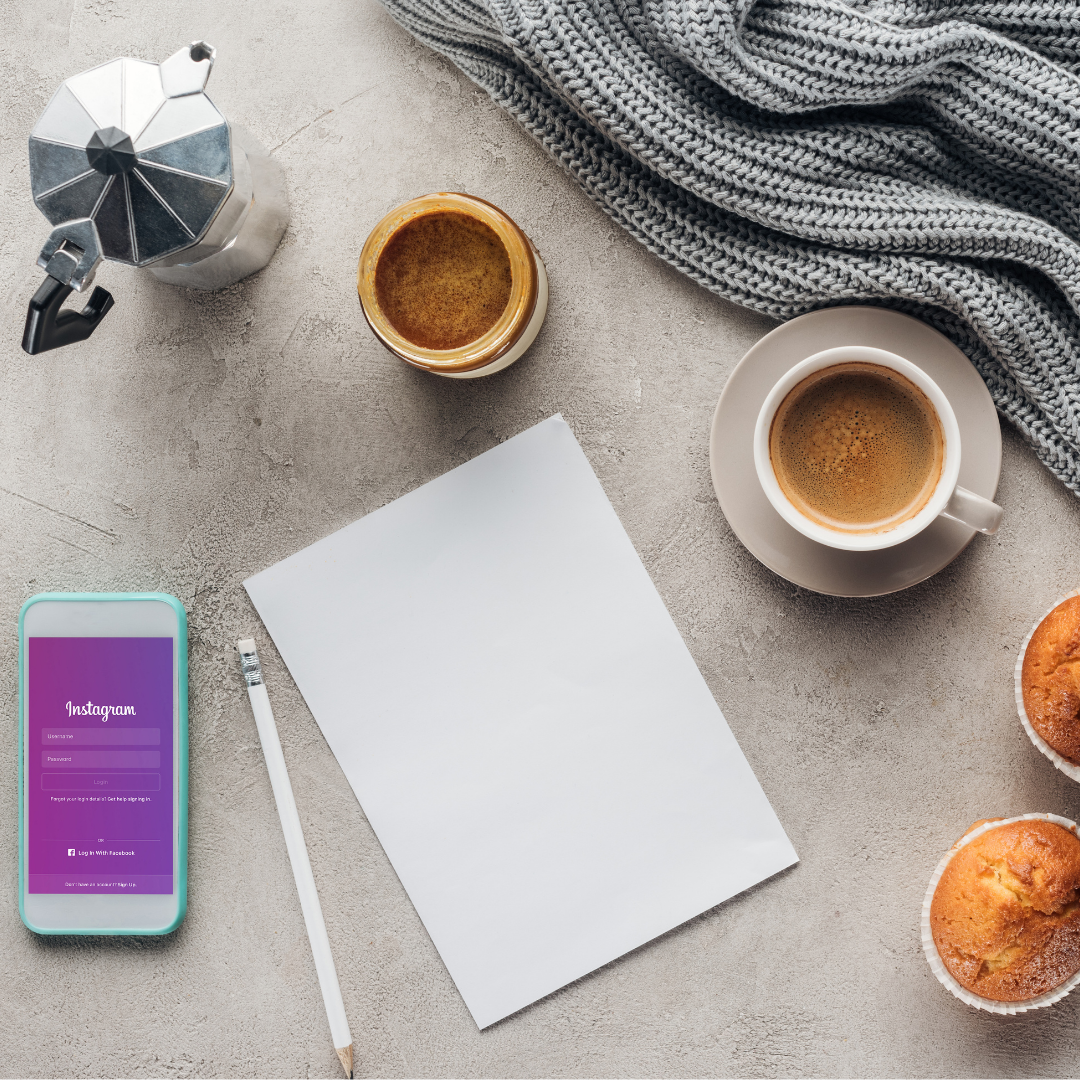 Instagram and coffee with notebok