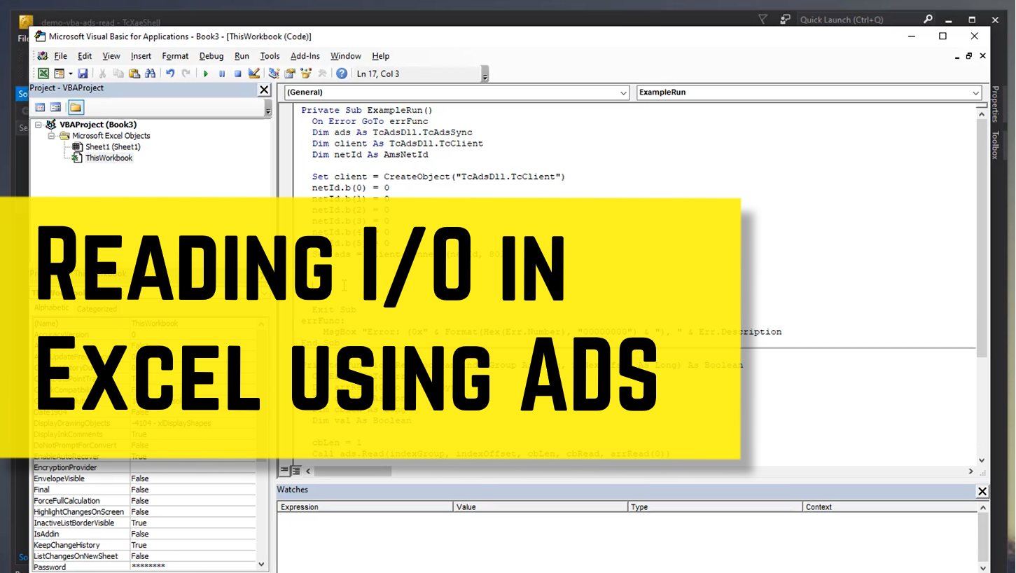 Reading I/O in Excel using ADS