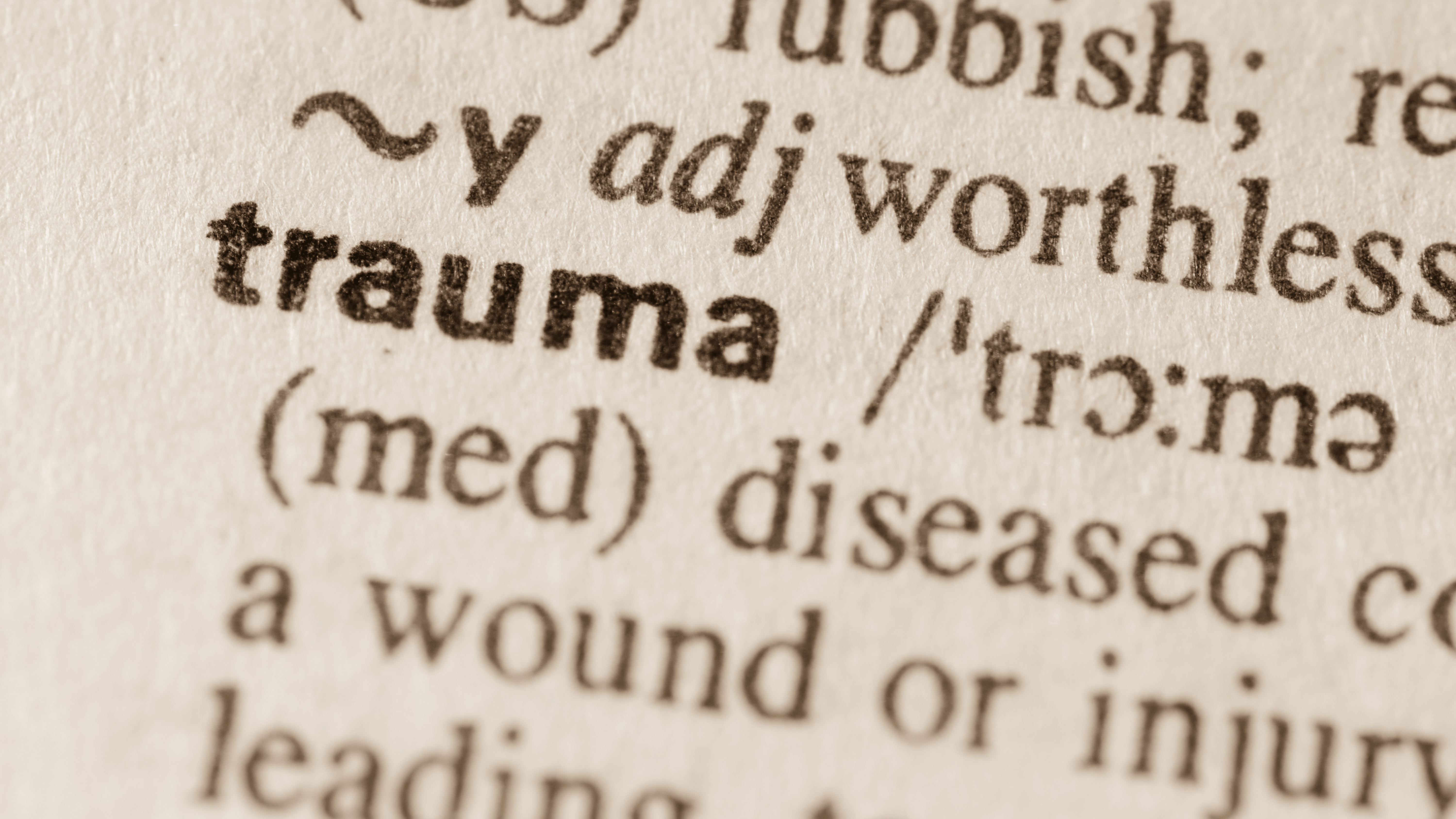 photo of the word trauma entry of the dictionary