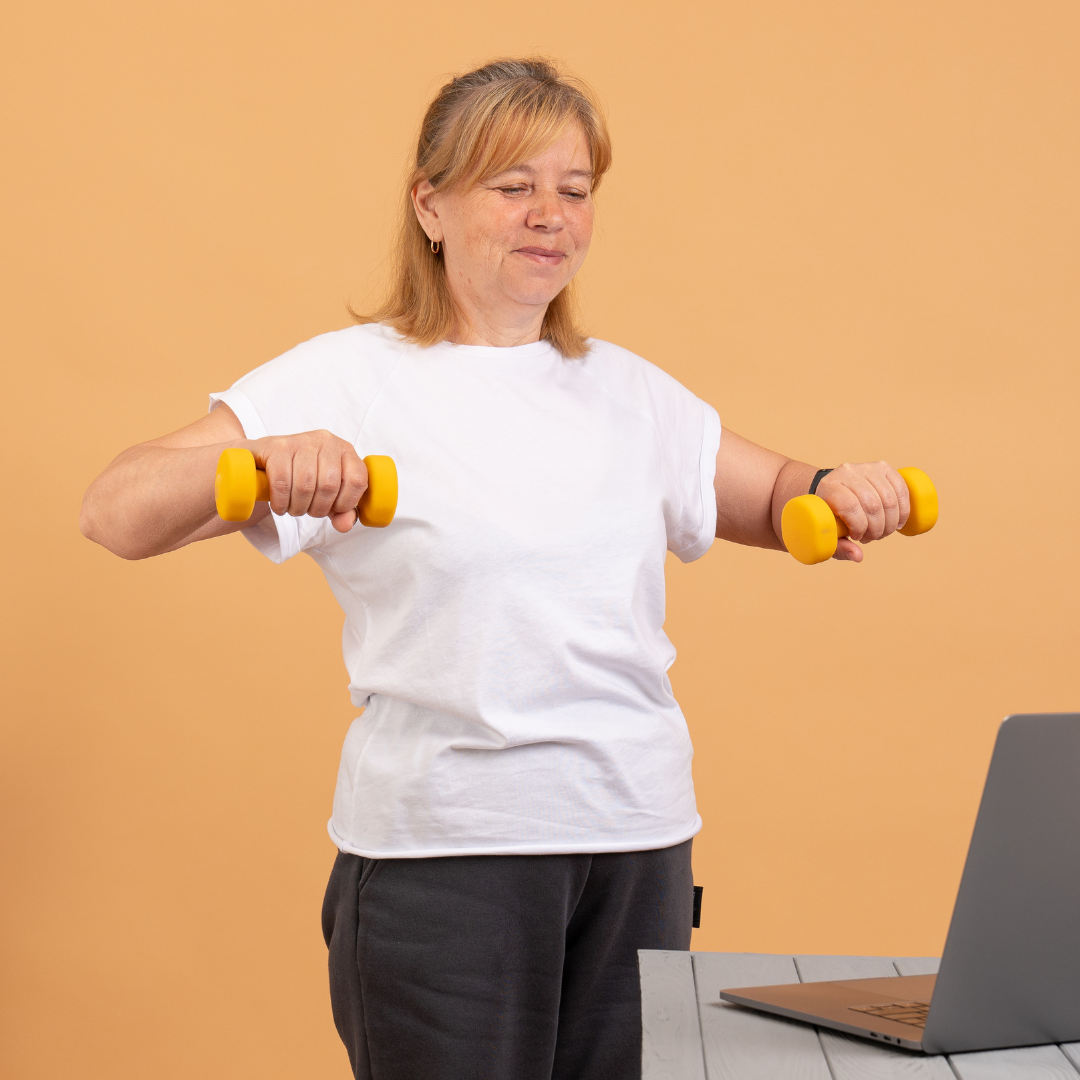 woman with dumbbells