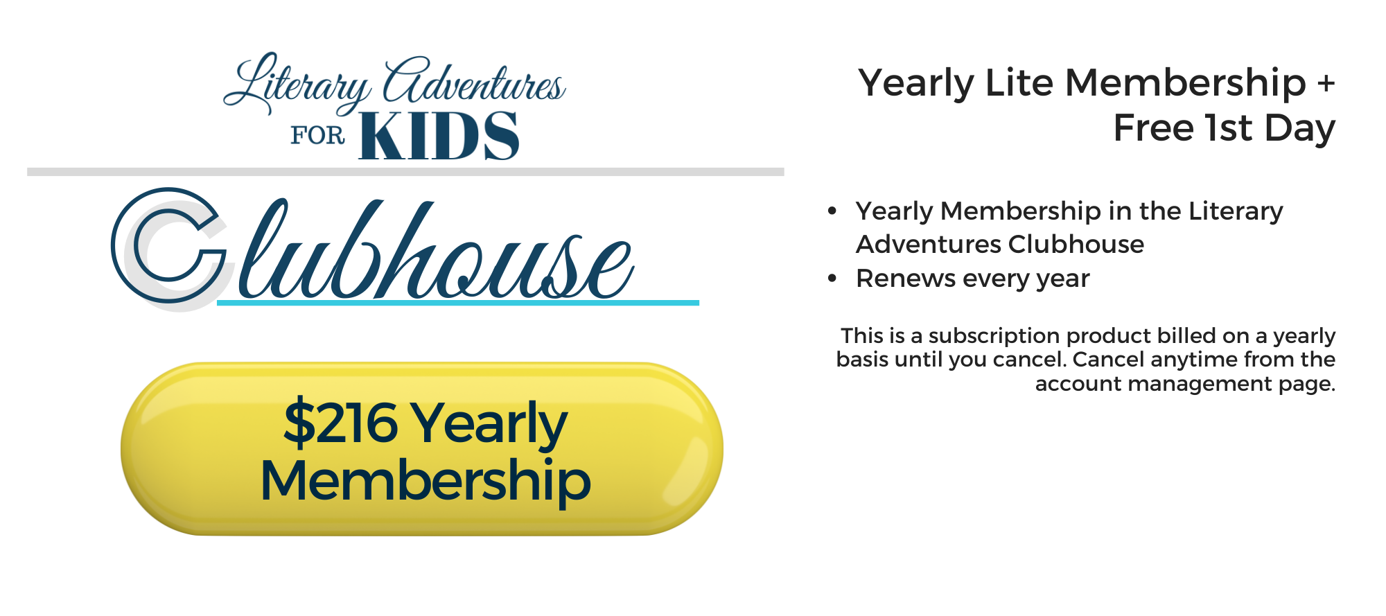 Clubhouse $216 Yearly Membership Button