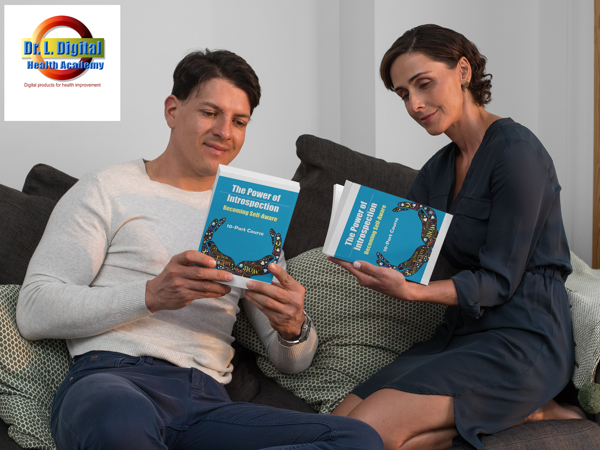 Couple reading book from which the e-lessons are drawn.