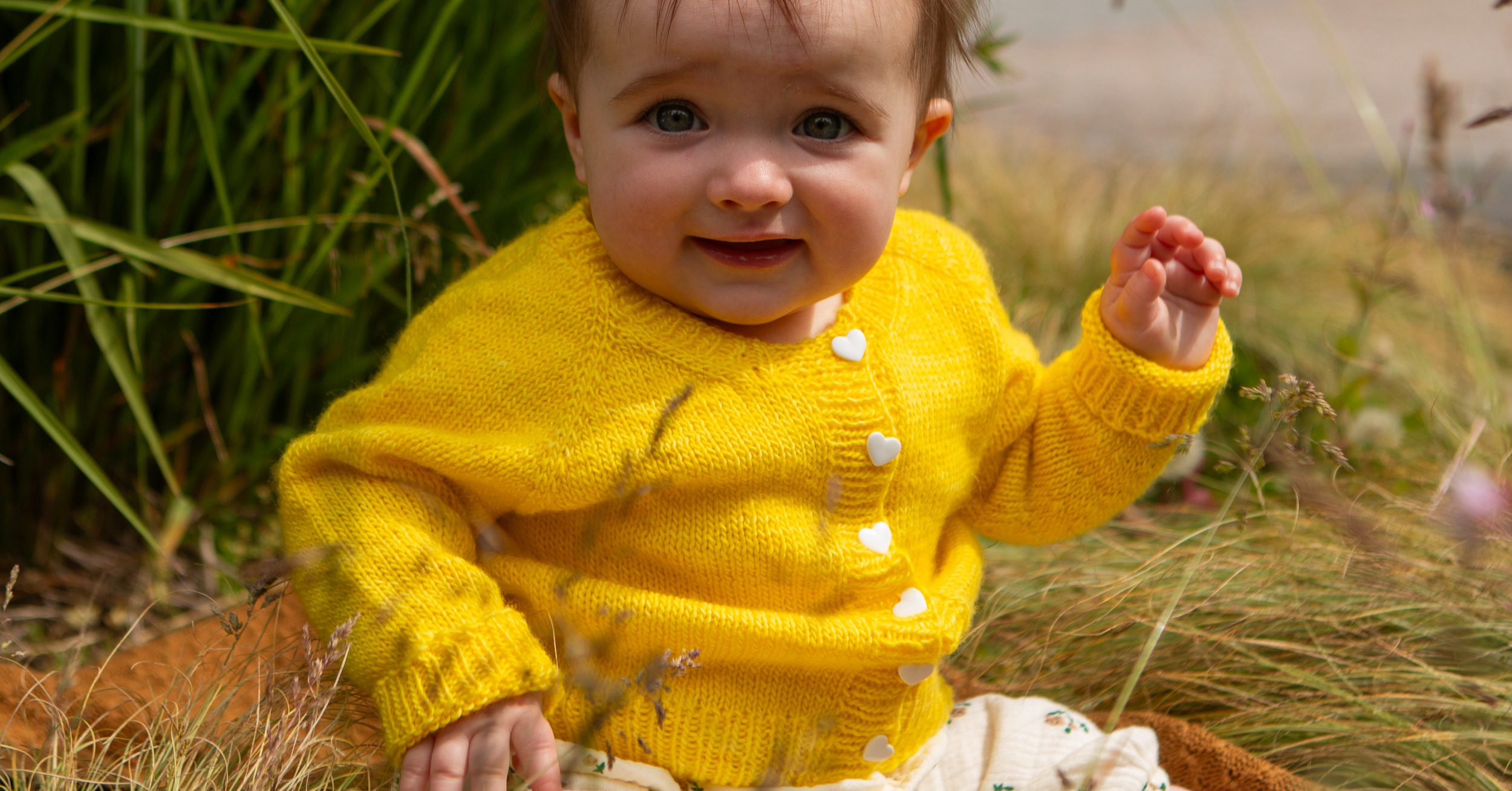 Baby wearing citrus dreams cardigan