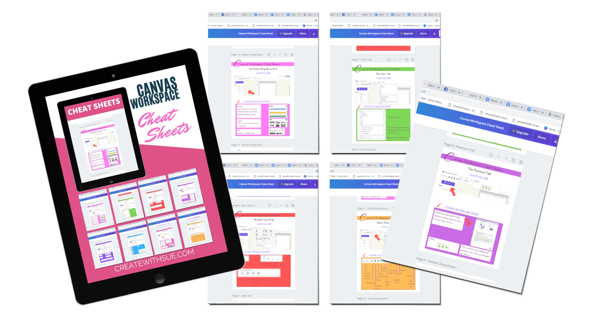 Canvas Workspace Cheat Sheets to identify icons in Canvas Workspace and create designs for the Brother Scan N Cut