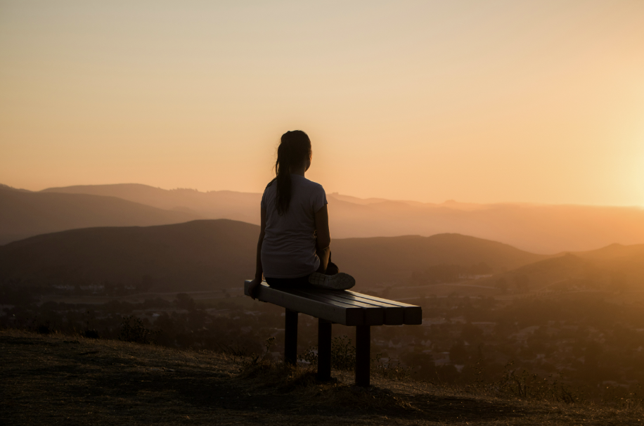 woman on bench