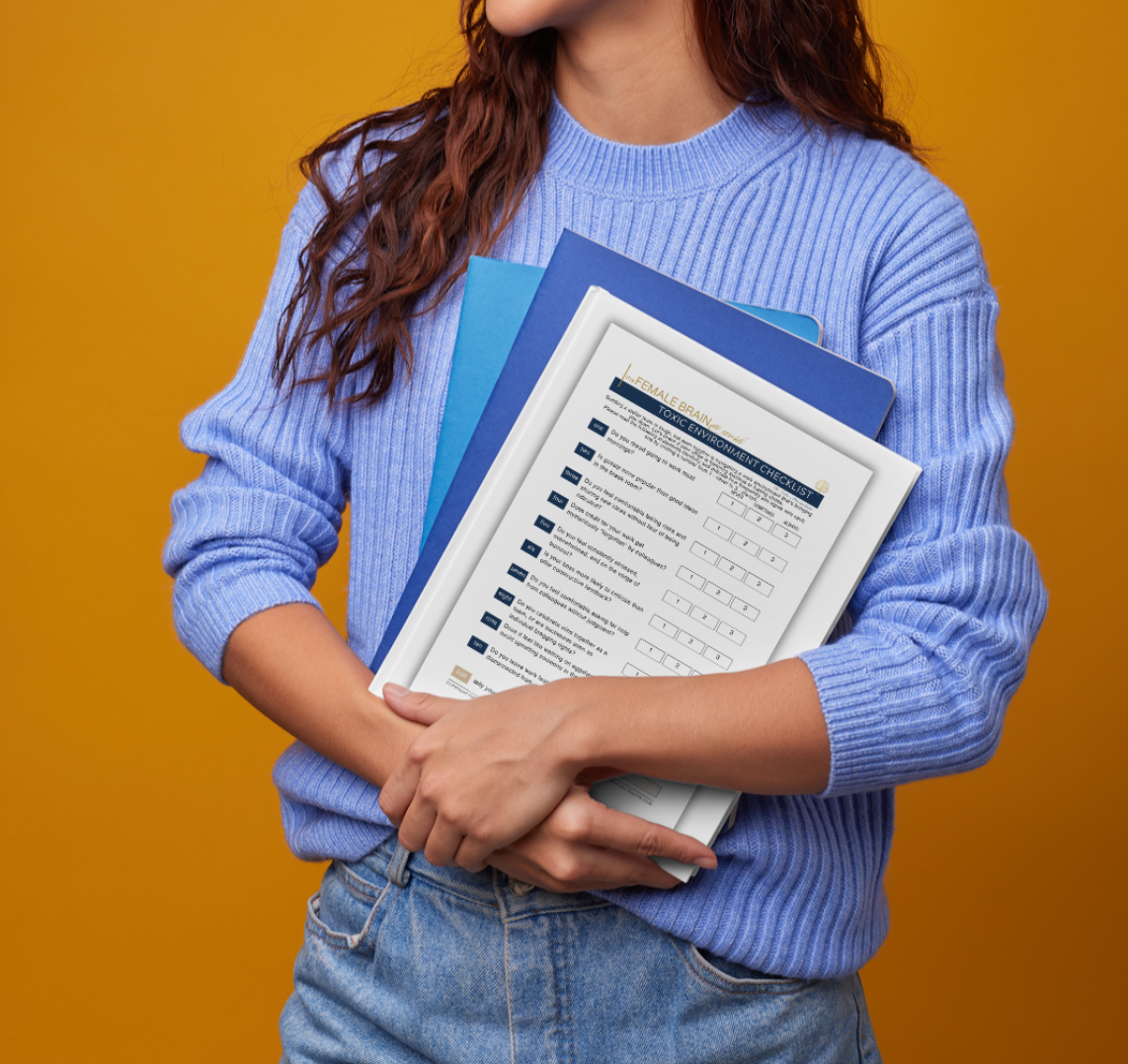 woman holding toxic work environment checklist