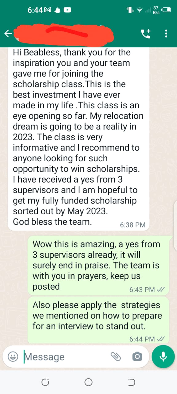 Beabless Scholarship Class  Testimonies