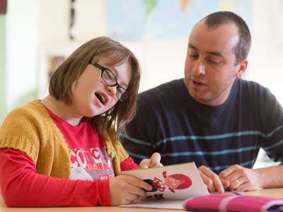 Young woman with learning difficulties planning