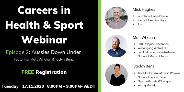 Webinar with Mick Hughes, Matt Whalan, and Jaclyn Benz, who are world renowned physiotherapists specialising in soccer injury prevention.
