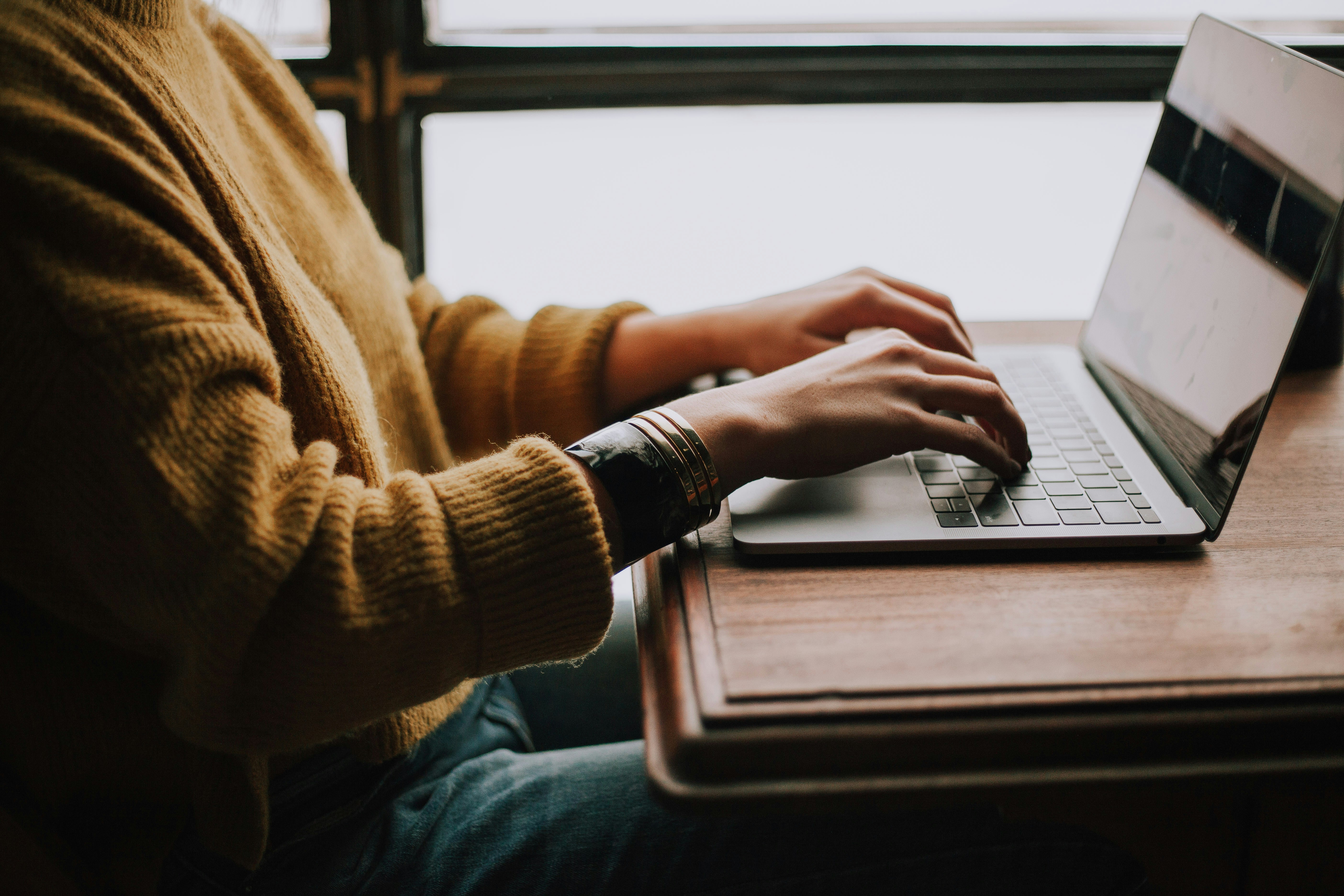 person studying in a computer