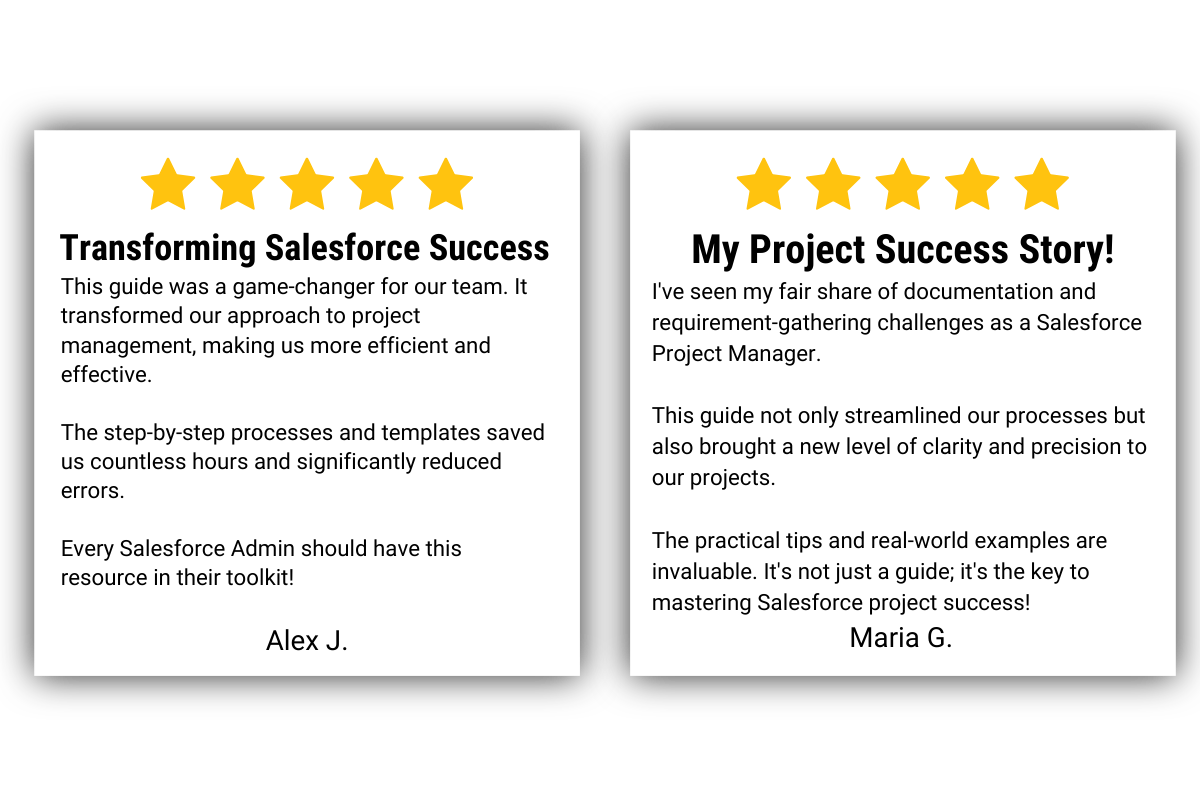 Successful Salesforce projects completed by Admins who followed tips in the guide